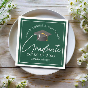 Dark Green Graduate Personalised Graduation Party Napkin