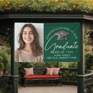 Dark Green Graduate Photo 2025 Graduation Party Banner