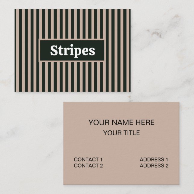Dark Green Grey Stripes  Business Card (Front/Back)