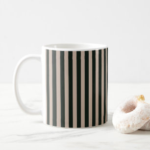 Dark Green Grey Stripes Coffee Mug