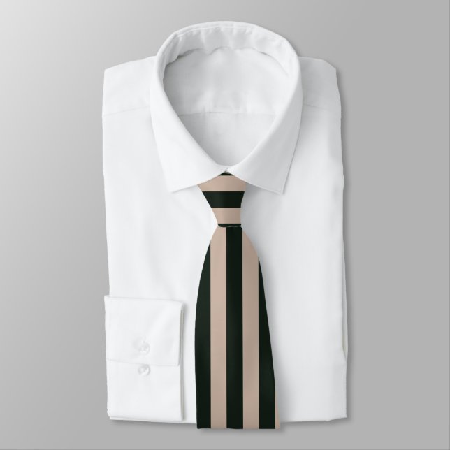 Dark Green Grey Vertical Stripes  Tie (Tied)
