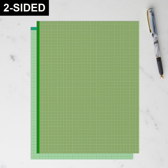 Dark Green Grid Graph Paper Sheets (Inch Squares) Custom Letterhead (engineering sheets, architectural drawing grid template, custom inch square layout, printable dark)