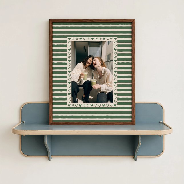 Dark Green Heart Border Poster - Custom Gift (Dark Green Heart Border Poster - close-up view (frame/decor not included)
)