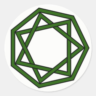 Dark Green Heptagram in Heptagon Classic Round Sticker