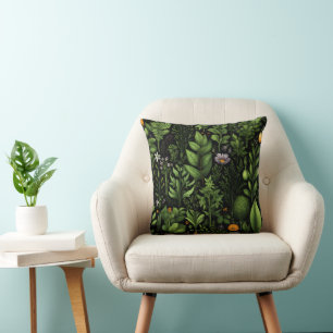 Dark Green Herbs Cushion