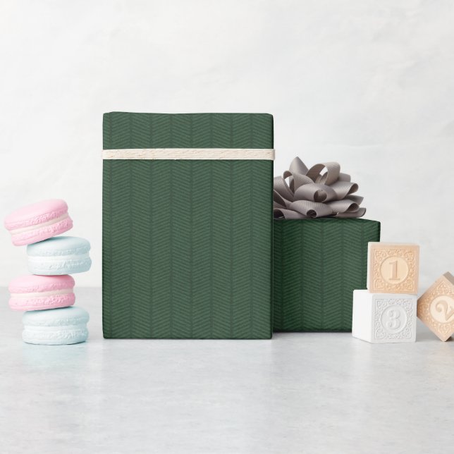 Dark Green Herringbone Pattern Wrapping Paper Roll (Baby Shower)