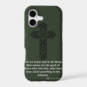 Dark Green Holly Blessings Phone Cover