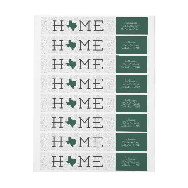 Dark Green HOME Texas Wrap Around Label (Sheet)
