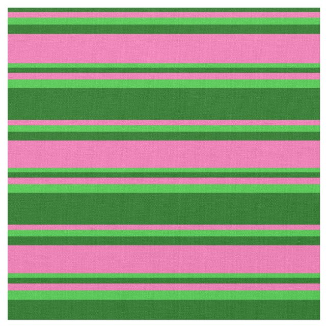 Dark Green, Hot Pink, and Lime Green Stripes Fabric (Close Up)