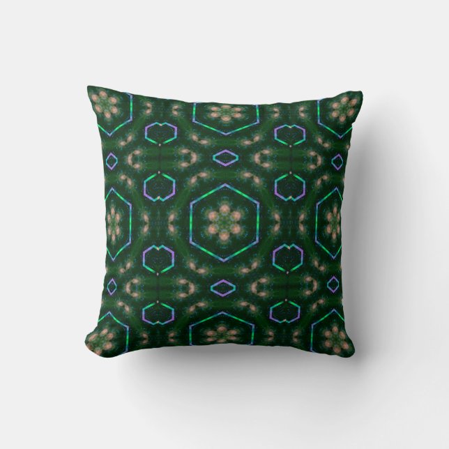 Dark Green Kaleidoscopic pattern Cushion (Front)
