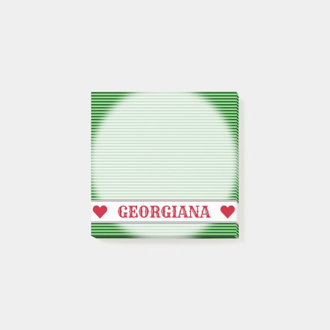 Dark Green & Light Green Stripes/Lines Pattern Post-it Notes (Front)