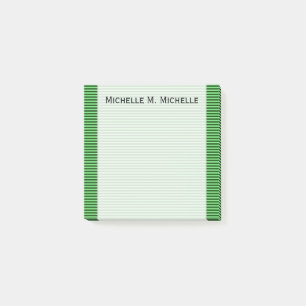 Dark Green & Light Green Stripes/Lines Pattern Post-it Notes