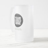 Dark Green Logo and Text Frosted Glass Beer Mug (Front Left)