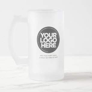 Dark Green Logo and Text Frosted Glass Beer Mug