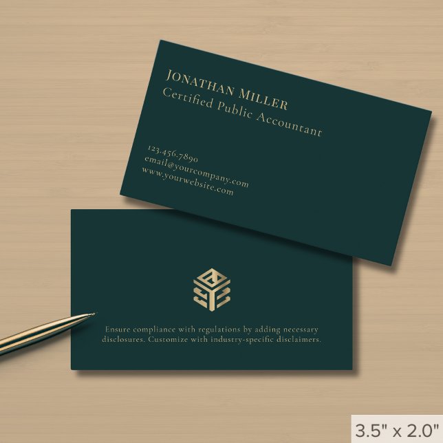 Dark Green Luxury Gold Logo Business Card (Creator Uploaded)