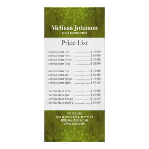 Dark Green Mandala Yoga Meditation Business Rack Card