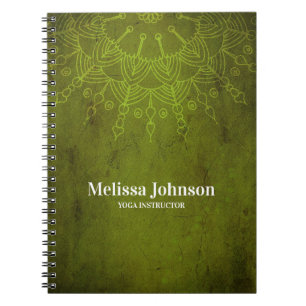 Dark Green Mandala Yoga Meditation Custom Notebook