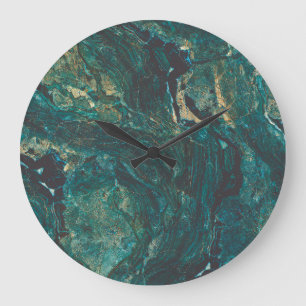 Dark green marble: luxurious texture. large clock