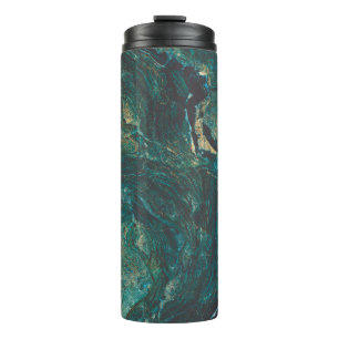 Dark green marble: luxurious texture. thermal tumbler