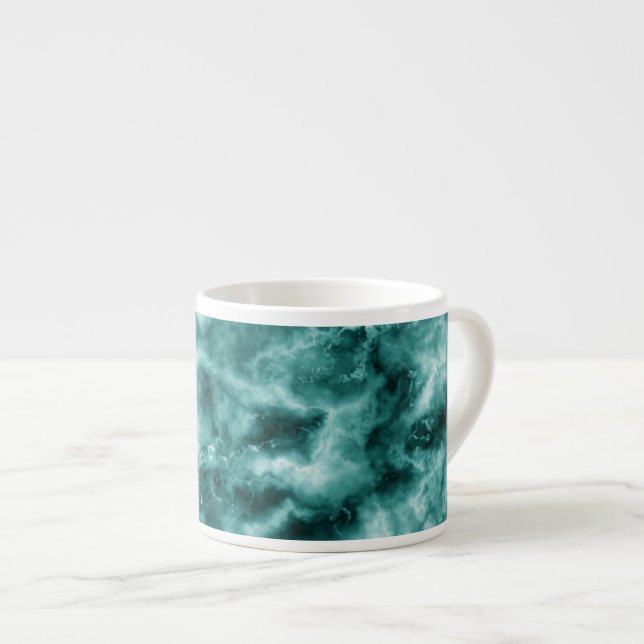 Dark Green Marble Texture Espresso Cup (Front Right)