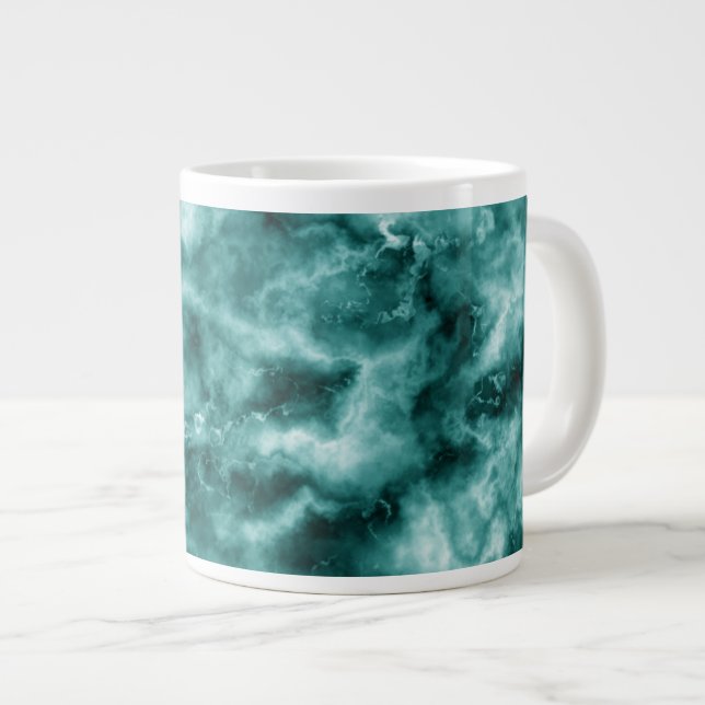 Dark Green Marble Texture Large Coffee Mug (Front Right)