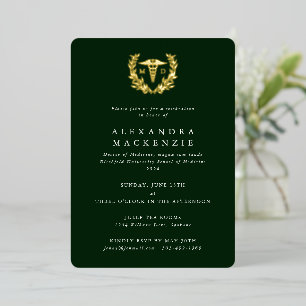 Dark Green MD Caduceus + Laurel Wreath Graduation