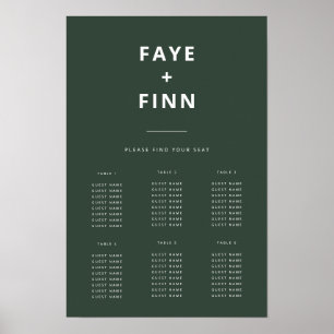 Dark Green Minimal Scandi Wedding Seating Chart