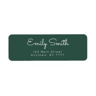 Dark Green Minimalist Cursive Return Address Label