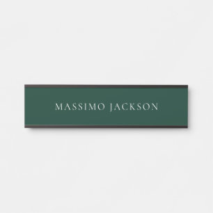 Dark Green Minimalist Plain Modern Aesthetic Look Door Sign