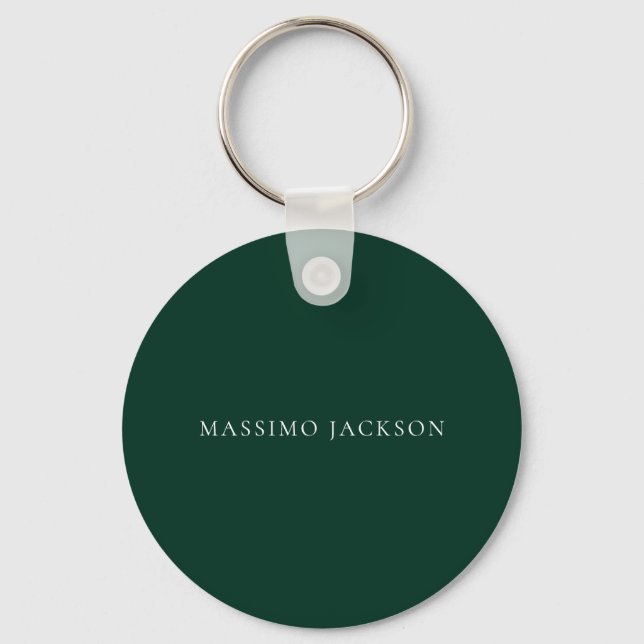 Dark Green Minimalist Plain Modern Aesthetic Look Key Ring (Front)