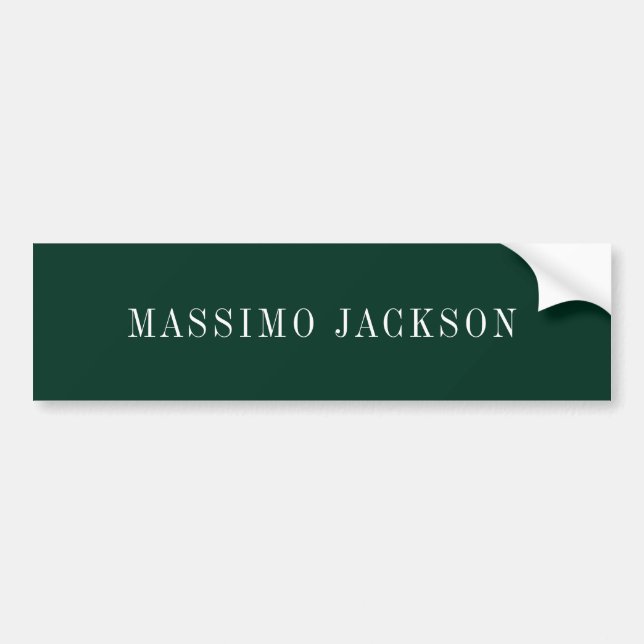 Dark Green Minimalist Plain Modern  Bumper Sticker (Front)