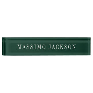 Dark Green Minimalist Plain Modern  Nameplate