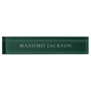 Dark Green Minimalist Plain Modern Nameplate