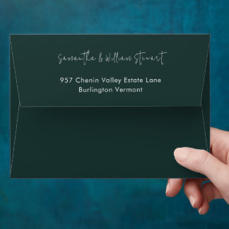 Dark Green Minimalist Script | Modern Wedding Envelope