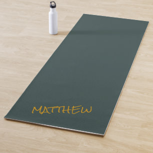 Dark green modern gold lettering script yoga mat