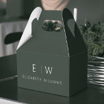 Dark Green Modern Minimalist Monogram Name Favour Box<br><div class="desc">Elevate your event's favours with our Classic Elegant Modern Minimalist Monogram Favour Box. Meticulously designed, these favour boxes seamlessly blend timeless sophistication with contemporary minimalism, making them a stylish and memorable addition to your celebration. Crafted with precision and attention to detail, these favour boxes are more than just containers; they...</div>