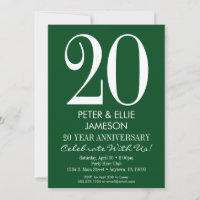 Dark Green Modern Simple Anniversary Invitations