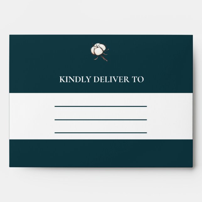 Dark Green Modern Simple Elegant Cotton Flower  Envelope (Front)