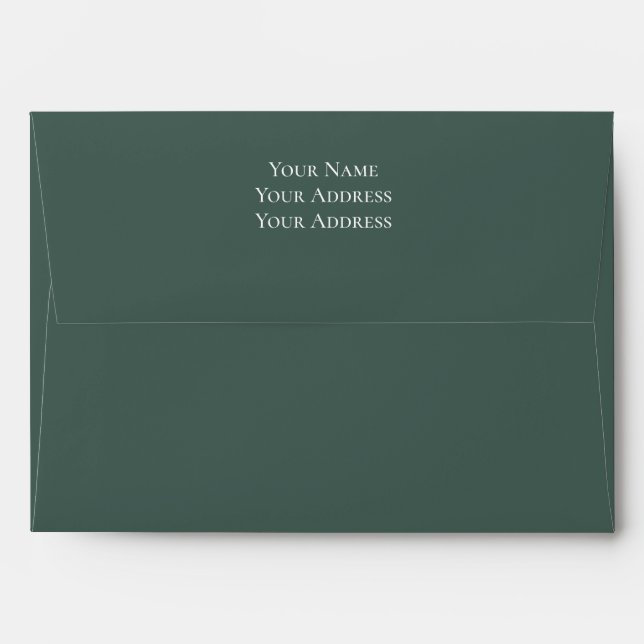 Dark Green Modern Simple Unique Greenery Christmas Envelope (Back (Top Flap))