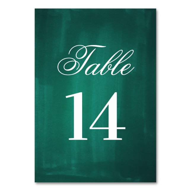 Dark green modern table number. Emerald wedding Number (Front)