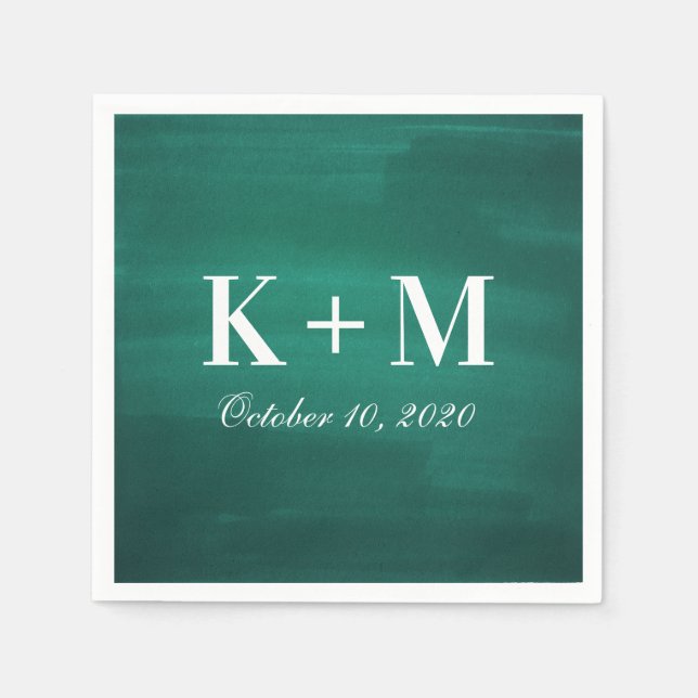 Dark green modern wedding. Simple elegant emerald Napkin (Front)