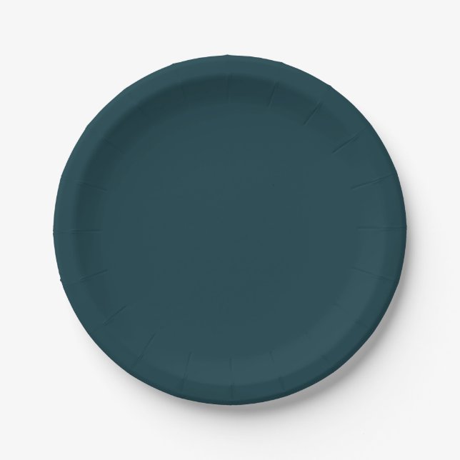 Dark Green Monochrome Solid Colour Elegant Budget Paper Plate (Front)