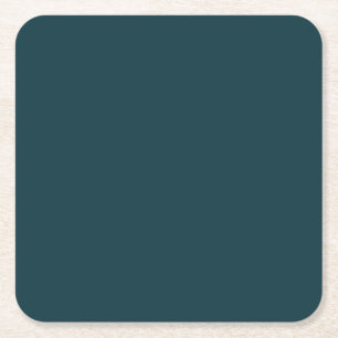Dark Green Monochrome Solid Colour Elegant Budget Square Paper Coaster