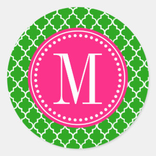 Dark Green Moroccan Tiles Lattice Personalised Classic Round Sticker