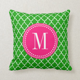 Dark Green Moroccan Tiles Lattice Personalised Cushion