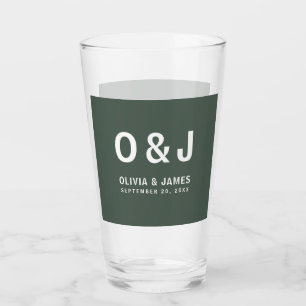 Dark Green   Moss Minimalist Modern Scandi Wedding Glass
