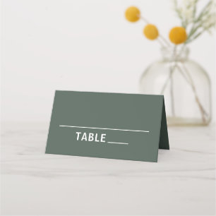 Dark Green   Moss Minimalist Scandi Modern Wedding Place Card