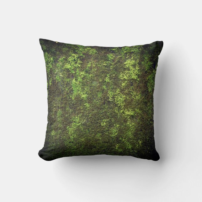 Dark Green Moss Throw Pillow (Front)