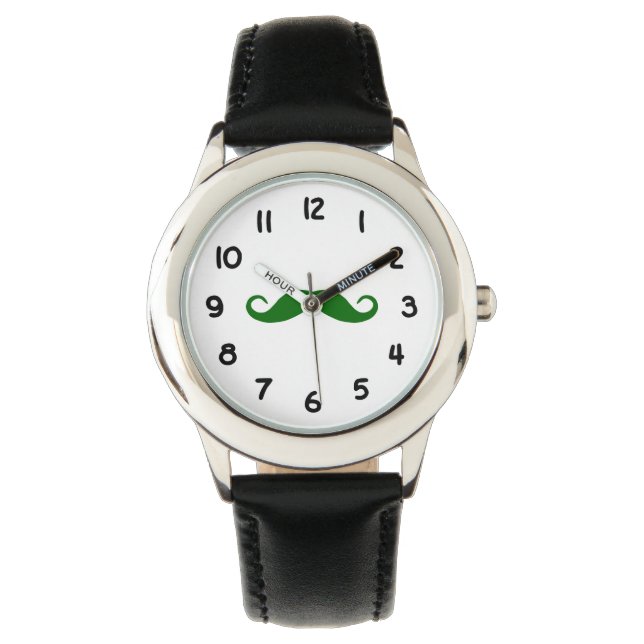Dark Green Moustache Watch (Front)