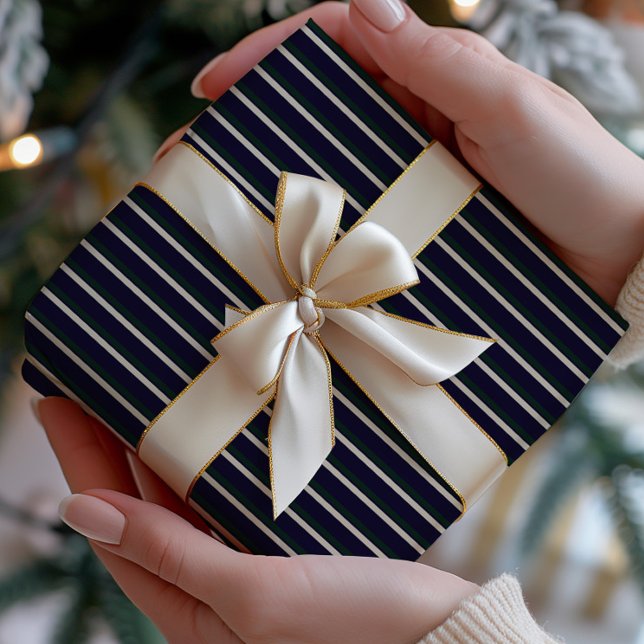 Dark Green & Navy Striped Wrapping Paper (Creator Uploaded)